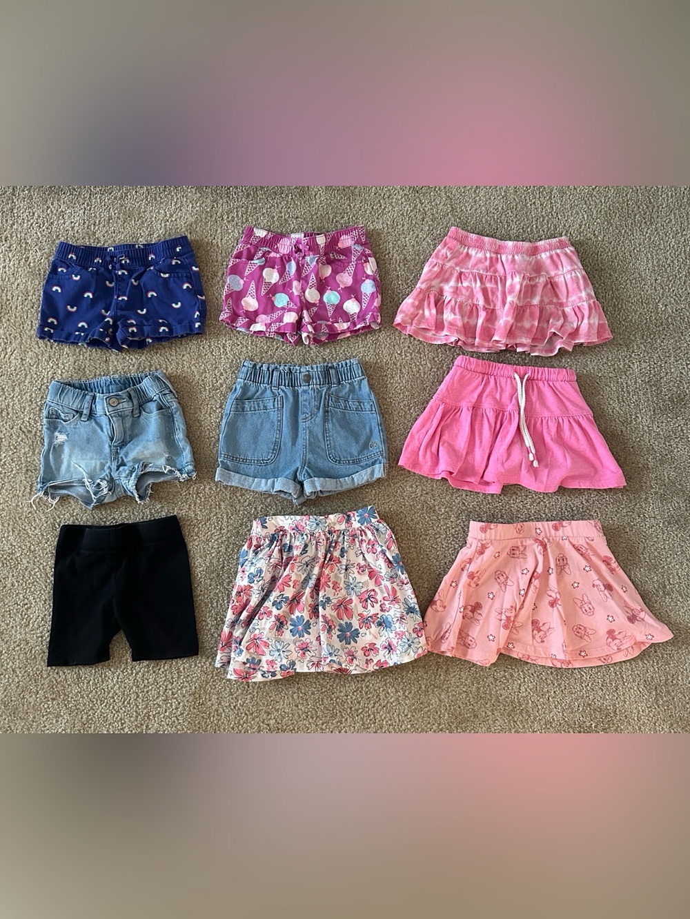 Girls 3T shorts and skirt lot set (9 pieces)